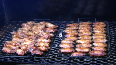 SmokingPit.com - Hickory smoked Tiger Sauced Caribbean Party Wings - Hot wings -  Smoked low and slow on my Traeger Texas smoker grill. mesquite apple hickor, pecan, alder, oak wood fire cooked foods! Tacoma WA Washington 