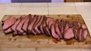 SmokingPit.com - Hoisin Marinated Tri-Tip Roast Beef  -  Slow smoked on a Yoder Wichita with Oak wok wood fire.  The Money shot!