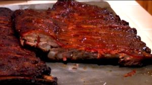 SmokingPit.com - Hickory smoked pork spareribs.  Great pork barbeque with Myron Mixon's Jack's Old South hickory dry rub. Tacoma WA Washington