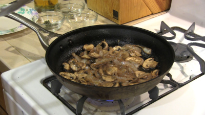 SmokingPit.com - Alder Smoked Sous Vide London Broil - Sauteeing the onions and mushrooms.