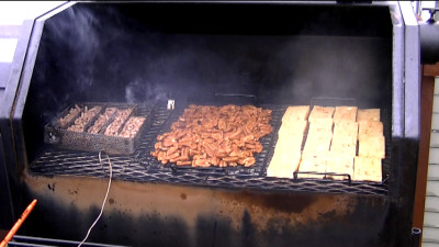 SmokingPit.com - Pecan & Cherry cold smoked Swiss Cheese and Pecans using the A-MAZE-N-SMOKER cold smoke generator in a Yoder YS640.