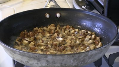 SmokingPit.com - Blue Cheese & Mushroom Meatloaf slow cooker on a Yoder YS640 Pellet cooker - Saute the Mushrooms.