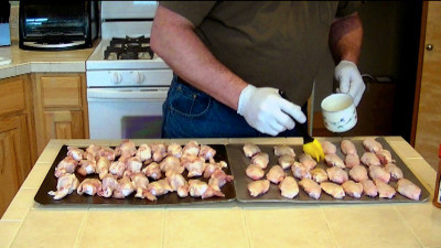 SmokingPit.com - Hickory smoked Bone Suckin Sweet Hot Mustard Wings - Hot wings -  Smoked low and slow on my Yoder YS640 Competition grade smoker grill.  - Mopping with butter.