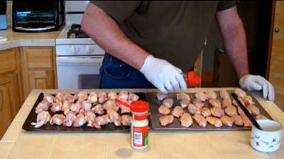 SmokingPit.com - Hickory smoked Bone Suckin Sweet Hot Mustard Wings - Hot wings -  Smoked low and slow on my Yoder YS640 Competition grade smoker grill.  - Seasoning!