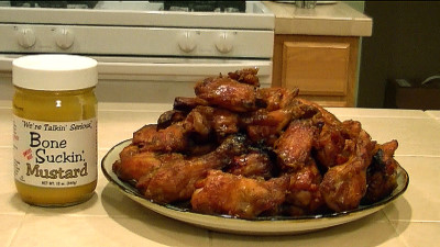 SmokingPit.com - Hickory smoked Bone Suckin Sweet Hot Mustard Wings - Hot wings -  Smoked low and slow on my Yoder YS640 Competition grade smoker grill. Final shot!