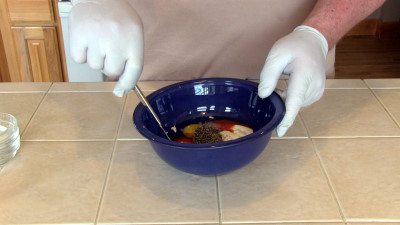 SmokingPit.com - Buffalo Blue Cheese Meatloaf slow cooker on a Yoder YS640 Pellet cooker - Mixing the liquids.