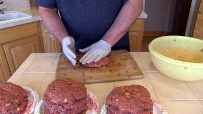 SmokingPit.com - Cheddar & Mushroom Burger - Cooked on the Yoder YS640 - Forming the burgers.