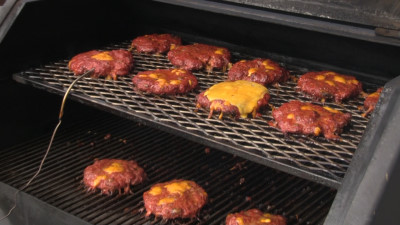 SmokingPit.com - Cheddar & Mushroom Burger - Cooked on the Yoder YS640 - Coming off the cooker.