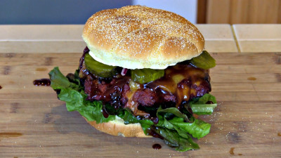 SmokingPit.com - Cheddar & Mushroom Burger - Cooked on the Yoder YS640 - The money Shot!