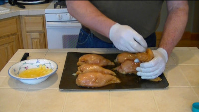 SmokingPit.com - Yoder YS640 - Smoked Pecan & Cherry wood Smoked Cuban Style Mojo Citrus Chicken stuffed with Sauteed mushrooms, onions, cilantro, garlic and green pepper. Mopping the chicken.