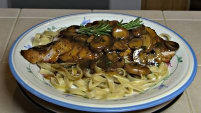 SmokigPit.com - Chicken Fettuccine Marsala Recipe - slow cooked on a Yoder YS640 Pellet smoker. -  The money shot!