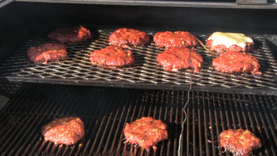 SmokingPit.com - Feta & Blue Cheese Burger - Slow cooking in the Yoder YS640.