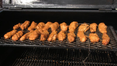 SmokingPit.com - Garlic Parmesan Chicken Tenders slow cooker on a Yoder YS640 Pellet cooker - Tenders coooked to 174 degrees F. 