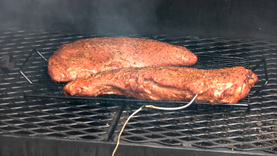 SmokingPit.com - Hoisin Marinated Tri-Tip Roast Beef  -  Slow smoked on a Yoder Wichita with Oak wok wood fire.  Smoking the Tri tip on the Yoder Wichita..