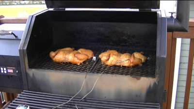 SmokingPit.com - Mad Hunky Meats Poultry Brined Spatchcocked Chicken - Yoder YS640