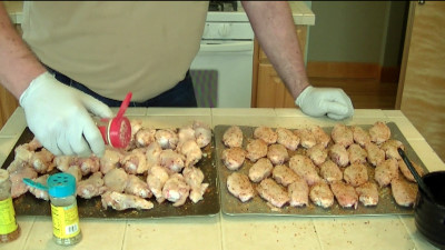 SmokingPit.com - Hickory smoked Bone Suckin Sweet Hot Mustard Wings - Hot wings -  Smoked low and slow on my Yoder YS640 Competition grade smoker grill.  - Mopping with butter.