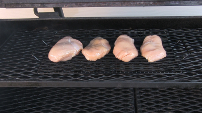 SmokingPit.com - Peanut Chicken Noodle Salad - Cold smoking the chicken.