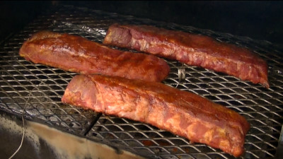 SmokingPit.com - Yoder YS640 Pecan & Cherry Smoked Baby Back pork loin ribs. Great pork barbeque with Jack's Old South dry rub. Tacoma WA Washington