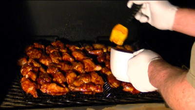 SmokingPit.com - Hickory smoked Bone Suckin Sweet Hot Mustard Wings - Hot wings -  Smoked low and slow on my Yoder YS640 Competition grade smoker grill. - Mopping
