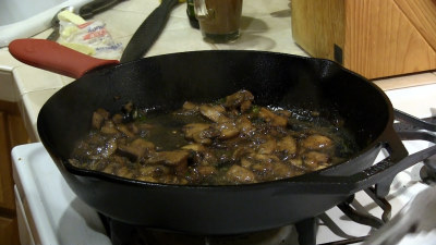SmokingPit.com - Sous Vide MAd Hunky JAB Marinated Ribeye steaks - Finishing the mushrooms
