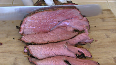 SmokingPit.com - Savory Beef Chuck Cross Rib Roast slow cooker on a Yoder YS640 Pellet cooker - Carving the roast.