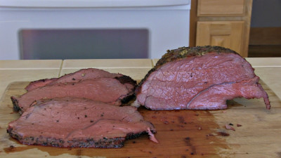 SmokingPit.com - Savory Beef Chuck Cross Rib Roast slow cooker on a Yoder YS640 Pellet cooker - The Money Shot!