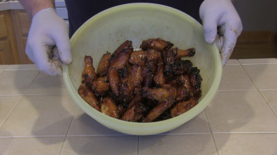 SmokingPit.com - Sesame Soy Chicken Wings.  Slow cooked on the yoder YS640. - Prepping the wings for dnner.
