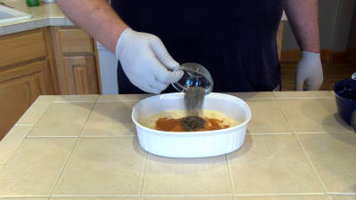 SmokingPit.com - Spicy Parmesan Chicken Tenders slow cooker on a Yoder YS640 Pellet cooker - Mixing the coating.