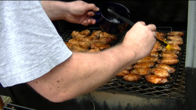 SmokingPit.com - Hickory smoked Tiger Sauced Caribbean Party Wings - Hot wings -  Smoked low and slow on my Traeger Texas smoker grill. mesquite apple hickor, pecan, alder, oak wood fire cooked foods! Tacoma WA Washington 