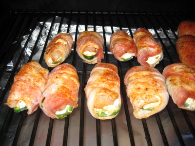 SmokingPit.com BBQ -Smoked Bacon Wrapped Cream Cheese & Chicken ABT's -  Recipes and how to videos on  slow cooking on the Traeger texas smoker grill.  smoking meats information and Treager Pelles Tacoma WA Washinton SmokingPit.com
