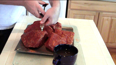 SmokingPit.com BBQ -Mesquite & Hickory Smoked Roast Beef -  Beef recipes and how to videos on  slow cooking on the Traeger texas smoker grill.  Smoking meats information and Treager Pellets Tacoma WA Washinton SmokingPit.com