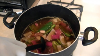 SmokingPit.com - Pickled Evil Eggs with cold smoked peppers, onion and garlc. Making the brine - Cooked on the Yoder YS640