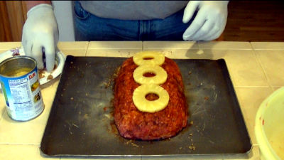 SmokingPit.com - Mesquite Smoked Hawaiian Meatloaf  - Smoked low and slow on a Traeger Texas smoker grill. Sausage ground beef Pinaeapple -   wood fire cooked foods! Tacoma WA Washington 