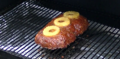 SmokingPit.com - Mesquite Smoked Hawaiian Meatloaf  - Smoked low and slow on a Traeger Texas smoker grill. Sausage ground beef Pinaeapple -   wood fire cooked foods! Tacoma WA Washington 